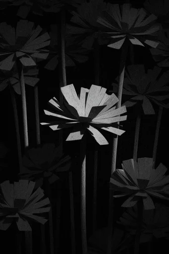 Stark Monochromatic Surrealism style reference image — extreme scale contrast