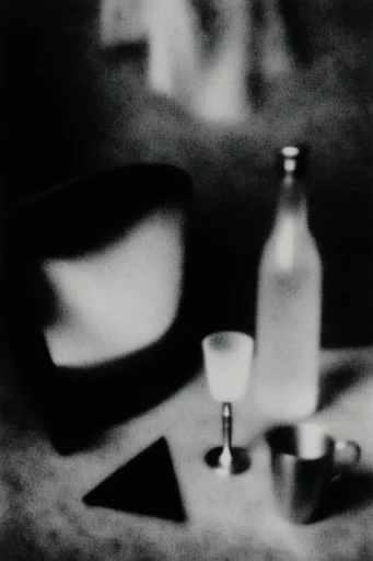 Ethereal Monochrome Noir style reference image — heavy film grain