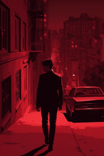 Crimson Noir Graphic style reference image — crimson and black palette