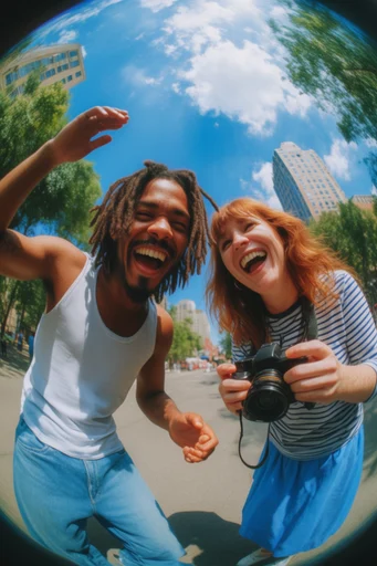 Sun-Soaked Fisheye Adventure style reference image — high-contrast outdoor action