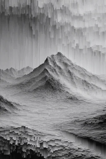 Monochrome Glitch Fragmentation style reference image — monochrome pixel sorting