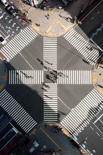 Orthogonal Urban Minimalism style reference image — top-down aerial view