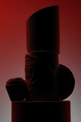 Cinematic Crimson Noir style reference image — minimalist studio aesthetic