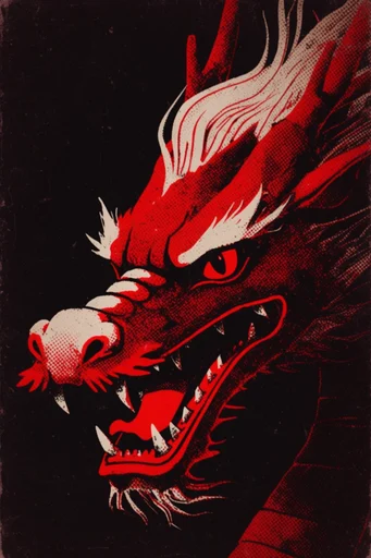 Crimson Noir Graphic style reference image — minimalist ink illustration