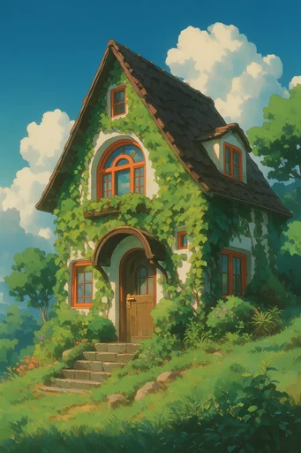 Nostalgic Solarpunk Cottagecore style reference image — whimsical cottagecore