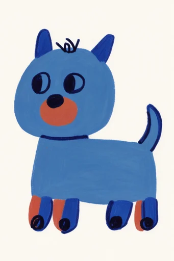Naive Cobalt Minimalist style reference image — whimsical simplified shapes