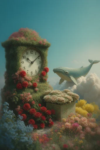 Ethereal Surrealist Dioramas style reference image — gravity-defying landscape