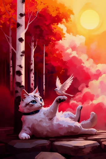 Luminous Crimson Woodland style reference image — painterly brushstrokes