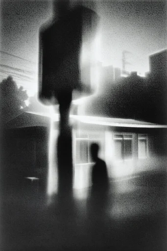 Ethereal Gritty Noir style reference image — heavy film grain