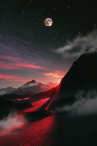 Crimson Cosmic Noir style reference image — cinematic noir