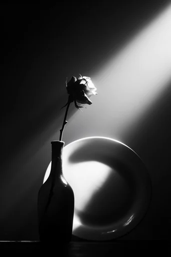 Monochrome Spectral Minimalism style reference image — chiaroscuro lighting