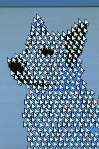 Retro Cursor Glitchcore style reference image — computational surrealism