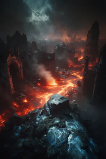Volcanic Brutalist Abyss style reference image — monumental brutalist architecture