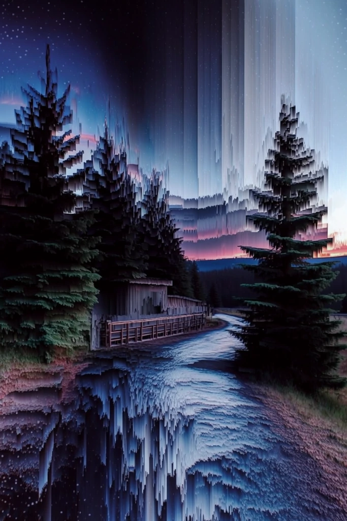 Ethereal Glitch Melancholy style AI image example 2