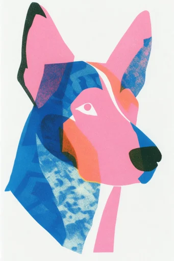 Tactile Neon Printcraft style reference image — misaligned ink registration