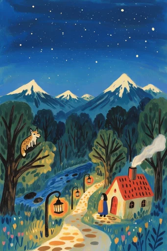 Luminous Folk Storybook style reference image — naive art