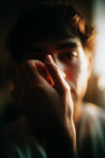 Cinematic Amber Chiaroscuro style reference image — 35mm film grain