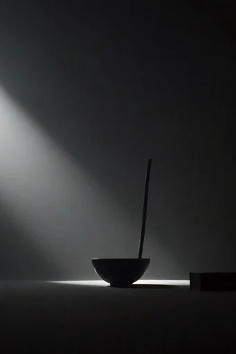 Monolithic Existential Minimalism style reference image — stark chiaroscuro lighting