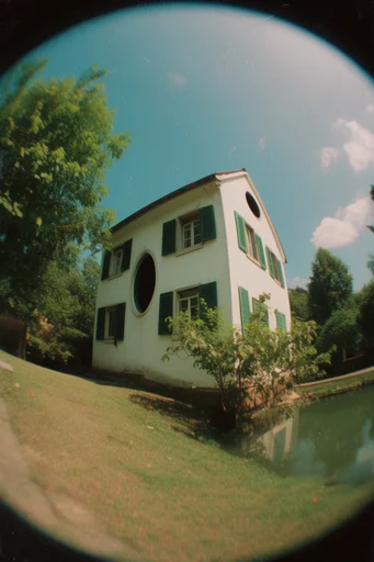 Distorted Analog Fisheye style reference image — analog film grain