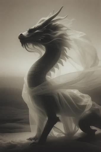 Ethereal Monochrome Pictorialism style reference image — heavy film grain