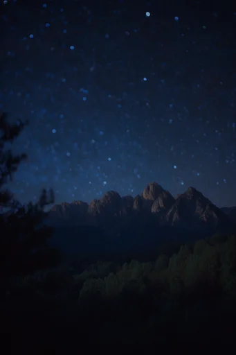 Ethereal Nocturnal Nostalgia style reference image — deep indigo night sky