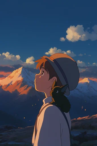 Nostalgic Cinematic Anime style reference image — golden hour rim lighting