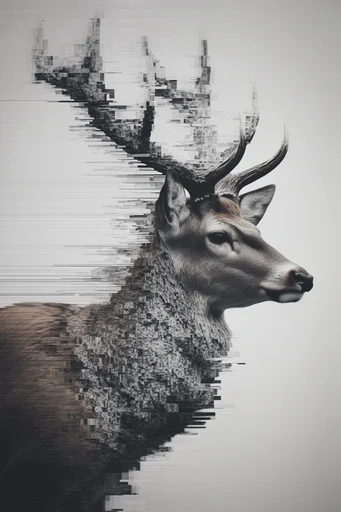Monochrome Analog Glitch style AI image example 3