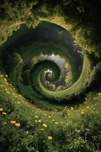 Surreal Biophilic Vortex style reference image — infinite depth