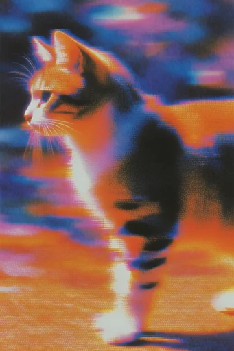 Corrupted Neon Dreamcore style reference image — analog grain