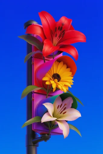 Electric Botanical Minimalism style reference image — hyper-saturated