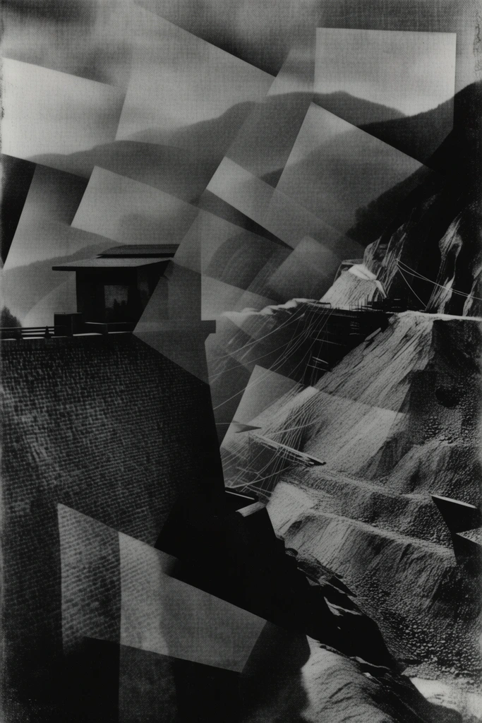 Monochrome Surrealist Noir style AI image example 2