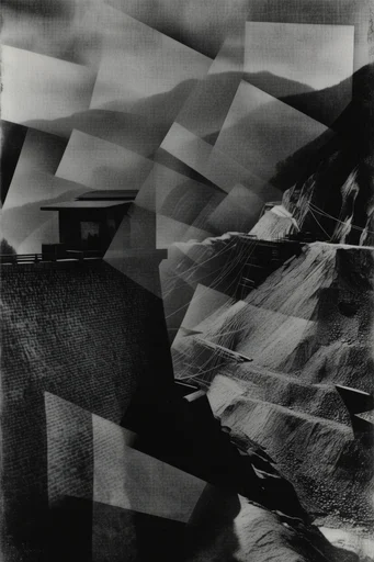 Monochrome Surrealist Noir style AI image example 2