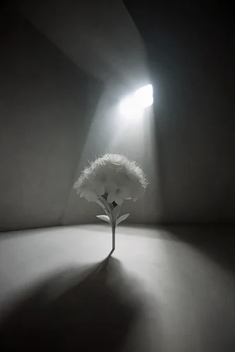 Monolithic Chiaroscuro Minimalism style reference image — liminal architectural space