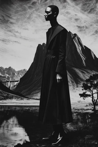 Avant-Garde Noir Editorial style reference image — high-contrast monochrome photography