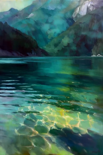 Submerged Impasto Surrealism style reference image — thick impasto oil painting
