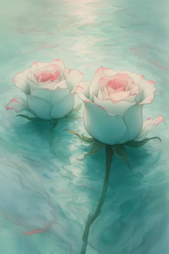 Ethereal Pastel Surrealism style reference image — botanical line art