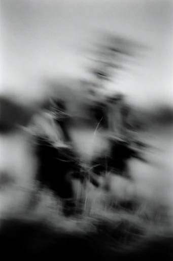 Ethereal Monochrome Motion style reference image — ghostly silhouettes