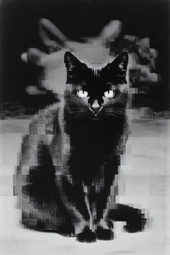 Monochrome Glitch Decay style reference image — scan lines