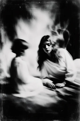 Haunted Analog Glitch style reference image — spectral ghosting