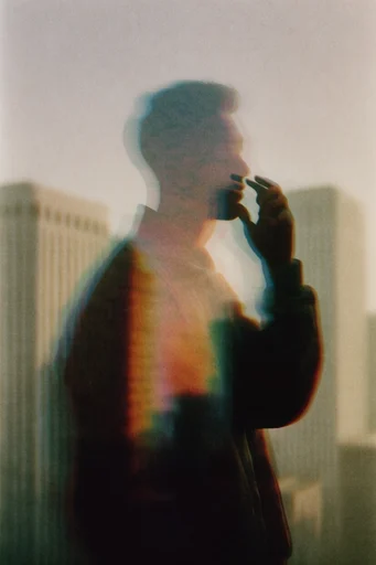 Nostalgic Liminal Glitch style reference image — VHS glitch distortion