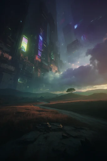 Atmospheric Neon Dystopia style AI image example 2