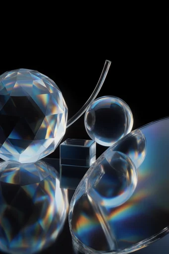 Spectral Glass Minimalism style reference image — glass prism refraction