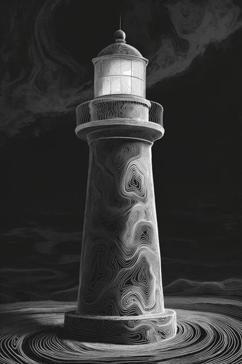 Luminous Topographic Surrealism style reference image — minimalist line art