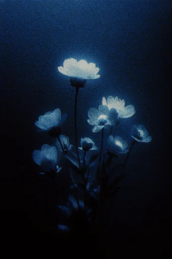 Luminous Cyan Nocturne style reference image — ethereal silhouettes