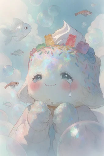Ethereal Pastel Sketchbook style reference image — iridescent shimmer