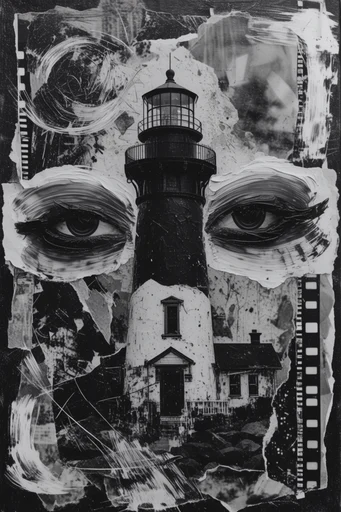 Distressed Monochrome Surrealism style reference image — obscured subject