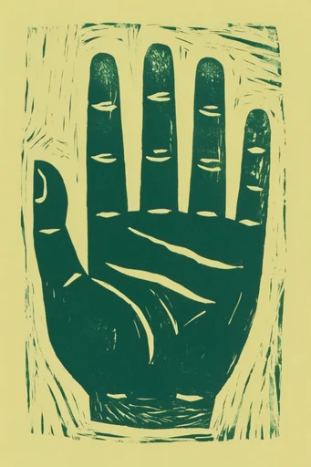 Acid Relief Printmaking style reference image — hand-carved woodblock texture