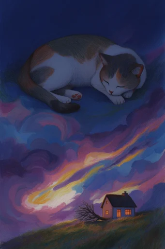 Nocturnal Storybook Surrealism style reference image — surreal cosmic atmosphere