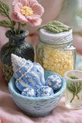 Tactile Fiber Landscapes style reference image — tactile yarn relief