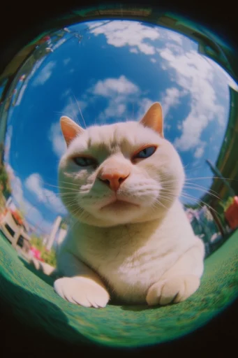 Vibrant Analog Surrealism style reference image — fisheye lens distortion